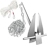OLIPIC Boat Anchor Kit, Fluke Anchor with Float, Chain, Rope, Hot-Dipped Galvanized Steel Anchor for...