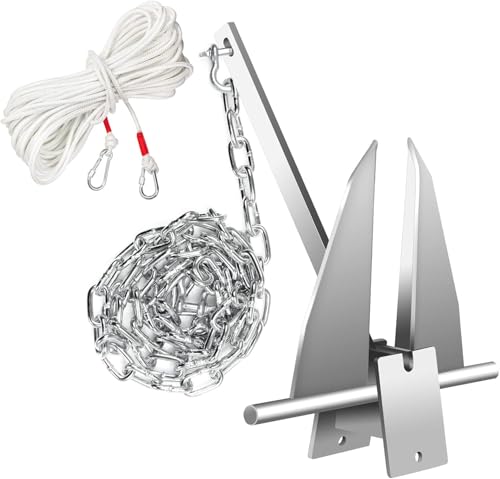OLIPIC Boat Fluke Anchor Kit, Galvanized Steel Includes Anchor, Rope, Chain, and Shackles,8.5lb