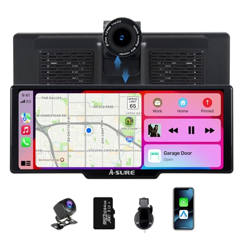Schermo CarPlay Auto 9.26” Wireless CarPlay & Android Auto - Dashcam 4K UHD, Telecamera Posteriore 1080P, Bluetooth 5.0, WiFi 5GHz, Suono Stereo, Ricarica Rapida
