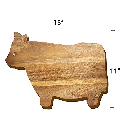 Twin House Funny Cow Acacia Wood Cutting Board,Funny Farmhouse Gift,Large Multipurpose Sustainable Acacia Wood Cutting Board For Meat And Vegetable,Cheese #TOP2