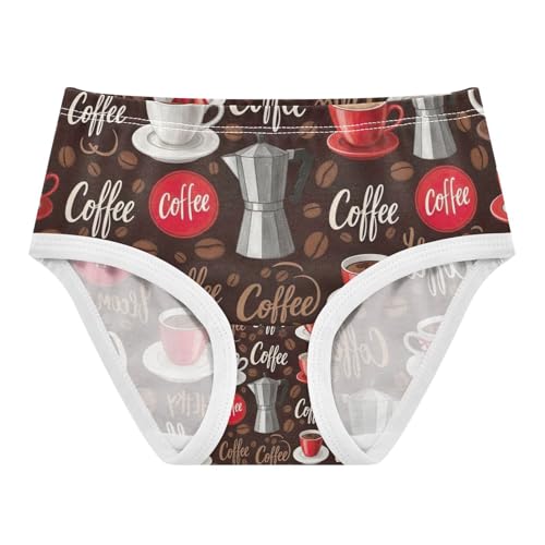 Coffee Cups Underwear Toddler Girl, Girls Briefs, 2T–8 Years