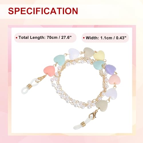 Image of uxcell Beads Eyeglass Chain, Pearl Glasses Strap Eyewear Retainer Chain Around Neck Sunglass Holder for Girls Women