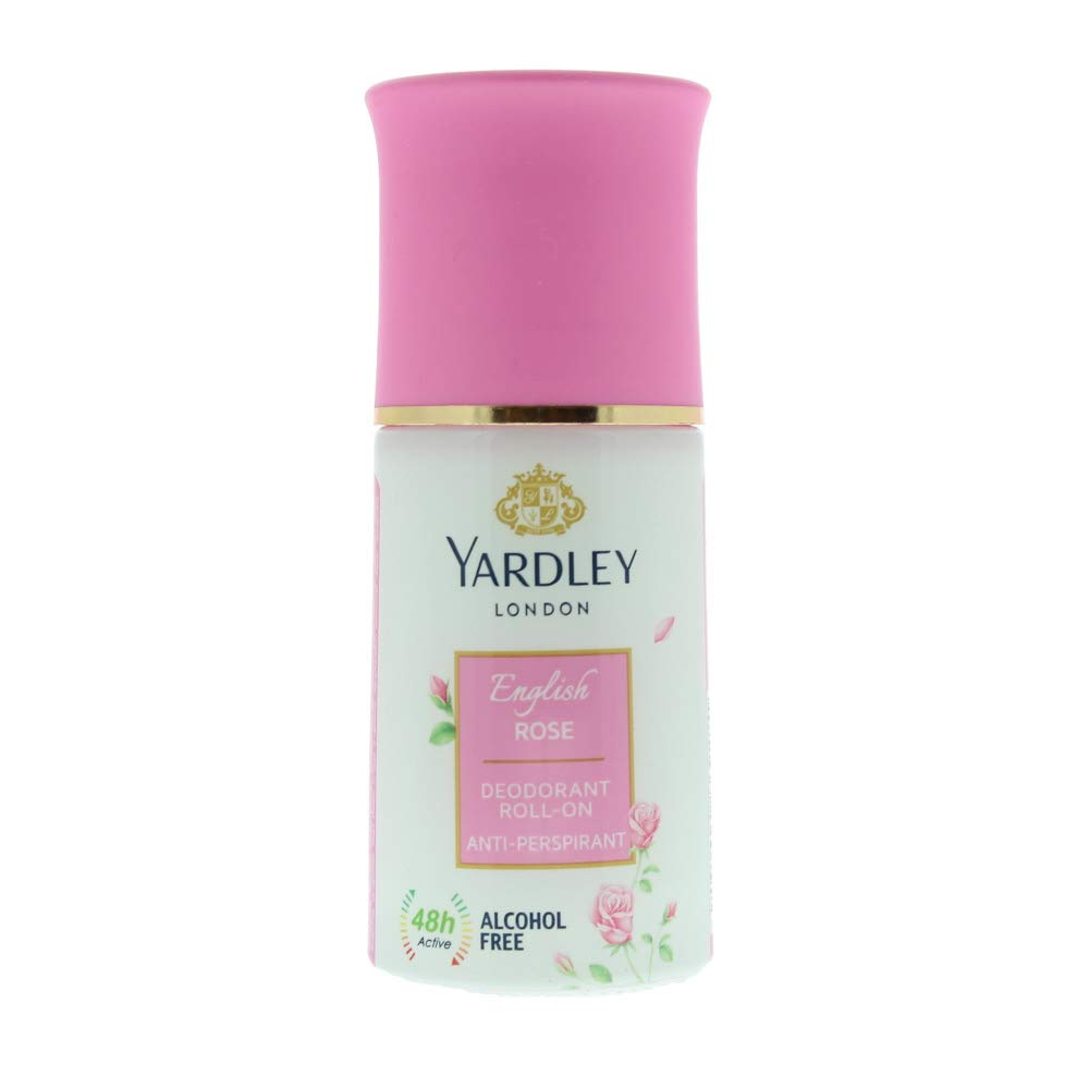 Yardley London English Rose Anti-Perspirant Deodorant Roll-On | 48-Hour Active | Alcohol-Free | 1.7oz (50ml)