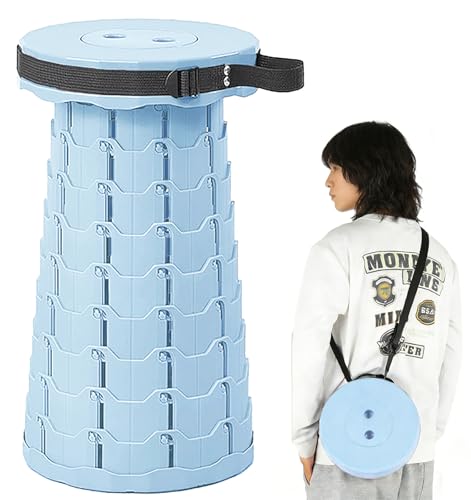 折りたたみ椅子 伸縮式 高さ調整可能 1秒開閉 軽量コンパクト 防水 耐荷重250kg キャンプチェア アウトドア用 屋内屋外兼用 釣り/観戦/花火大会対応 持ち手付き (空色)