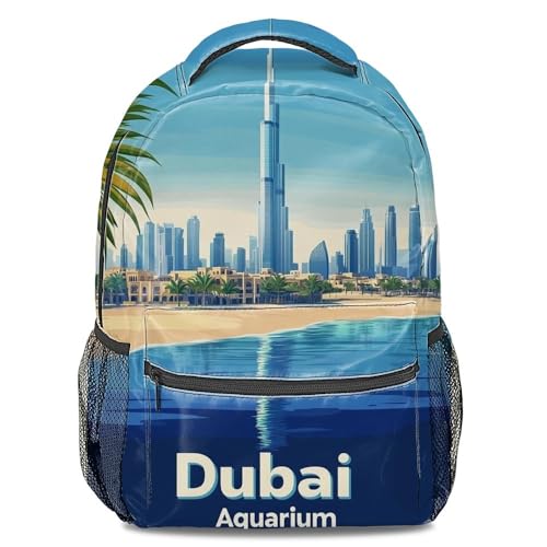 Dubai Burj Khalifa City Travel Backpack Stylish Full Print Large Capacity Backpack Unisex Casual Travel Rucksack (style 8)