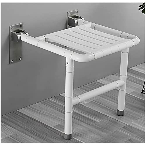 Taburete de ducha plegable, asiento plegable montado en la pared, capacidad de peso de 350 kg, ayuda de baño ideal para personas mayores y discapacitados, patas de goma para mayor estabilidad