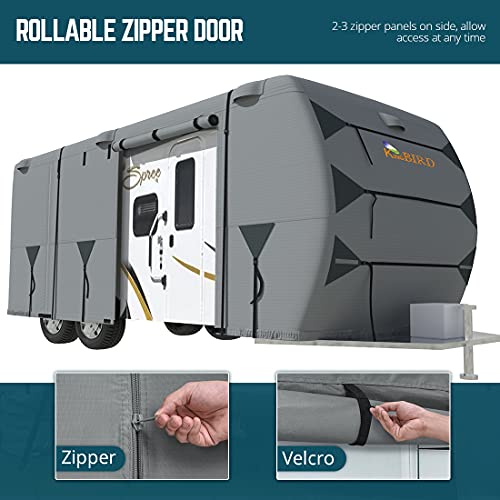image for KING BIRD 210D Oxford Travel Trailer RV Cover, Rip-Stop Grid-Woven , F