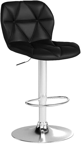 Miniatura 4 de Yaheetech Juego de 2 taburetes de bar, modernas sillas ajustables para isla de cocina, taburetes giratorios de piel sintética negra para bar,