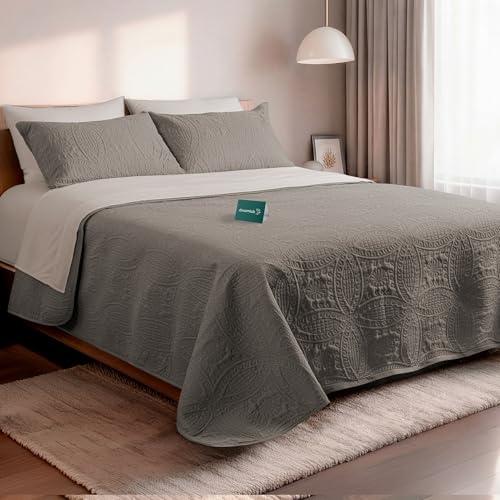 La Mejor Recopilación de Edredon queen size para comprar hoy. 49 Dreamlab Set de Edredon Queen Ligero con Fundas de Almohadas | Colcha para Cama Capitonada | Edrecolcha Hipoalergénica | Sobrecama | Blancos para el Hogar | Ropa de Cama 7 Piezas...