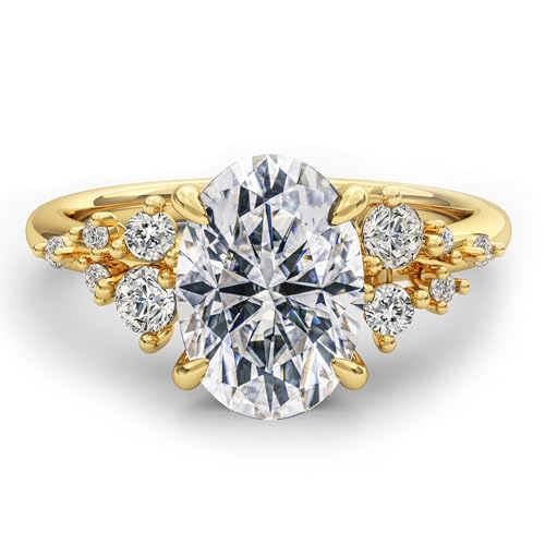 3CT Sterling Silver Engagement Rings AAAAA Cubic Zirconia CZ Wedding Promise Bands For Women Oval Solitaire Simulated Diamond Silver/Gold Size 5-10