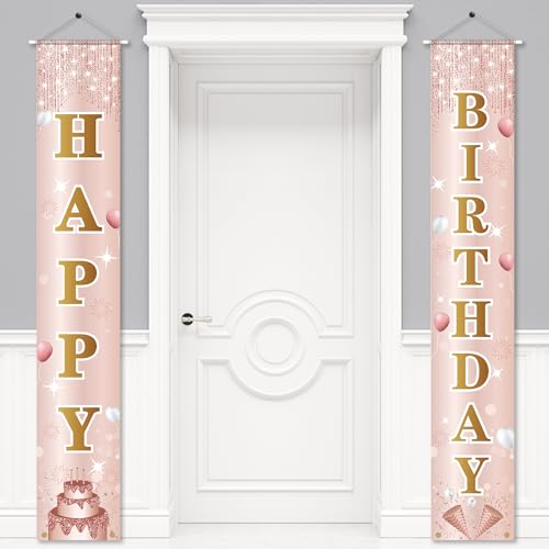 Image of Birthday Decorations Banner, Happy Birthday Door Sign for Men Women Boys Girls Ideal Birthday Decorations Party Supplies Outdoor Indoor 72 x 12 Inch