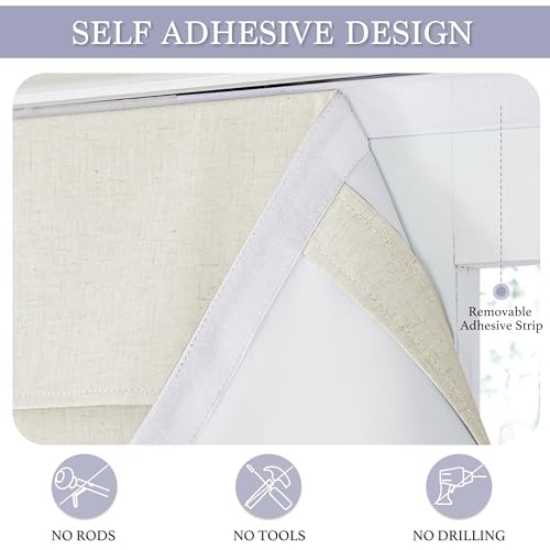 Image of RYB HOME 100% Blackout Curtains for Small Window, Linen Textured Blend Insulating Privacy French Door Curtains Tie Up Shades for Kitchen Storage Cabinet Basement, W 12 x L 40, Ivory, 1 Panel