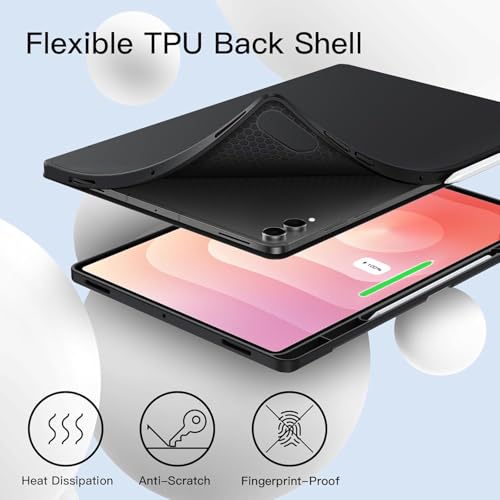 Image of TechTrendz Smart Trifold Flip Case for Samsung Galaxy Tab S11 Ultra 14.6 inch[SM-X930, SM-X936B] Support S Pen Magnetic Attachment Shockproof Stand Flip Cover Compatible for S11 Ultra (Black)