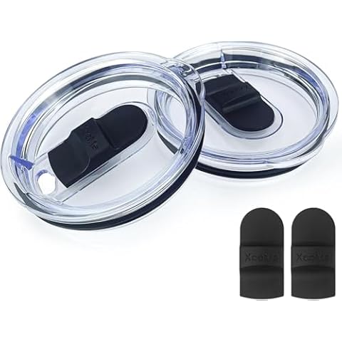 XccMe 2PACK 30oz Magnetic Lids with 4 Magnetic Slider Replacement,Fits for 30oz YETI Rambler,Ozark Trail,Old Style Rtic,10oz Stackable and Lowball,Straw Friendly,Spill Proof,BPA Free Cover