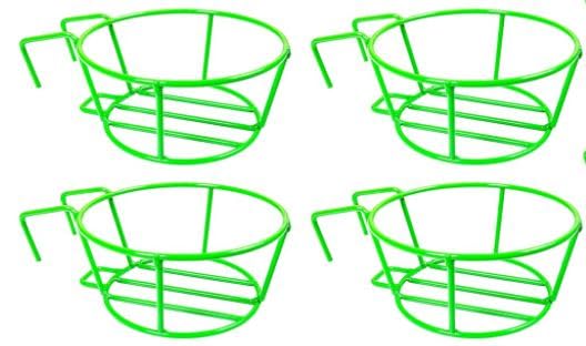 Homely Get CraftyHanging Flower Pot Holder Railing Potted Plant Stand/ Gamla Stand for Home Balcony Decor || Set of 4 || (Green)