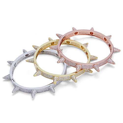 Pulsera de metal pesado hip hop con remaches y cadena de moda 4