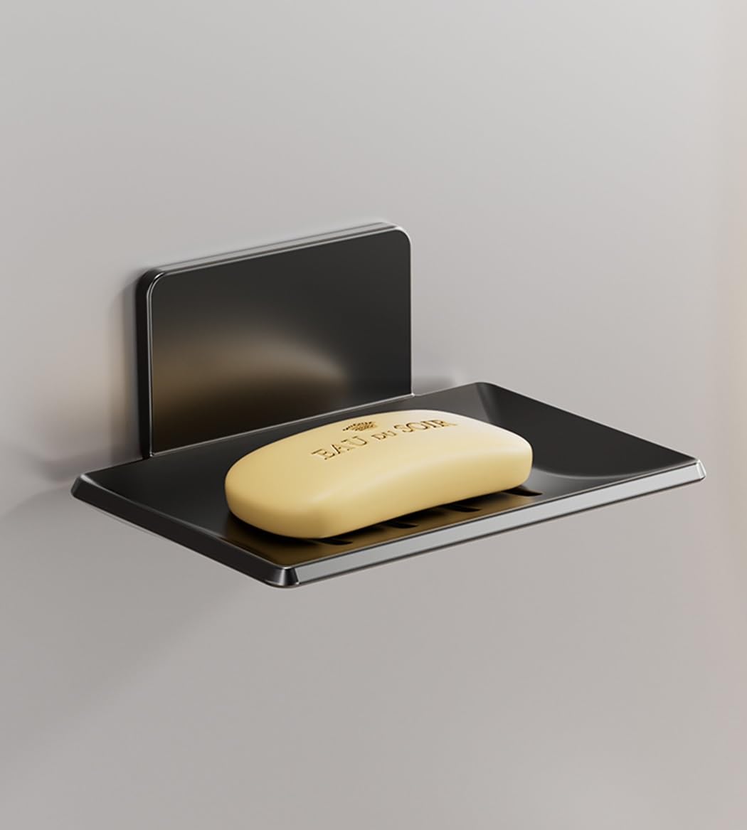 TENOM Soap Stand for Bathroom, Black, Rectangular, Space Aluminium, Pack of 1-image-30