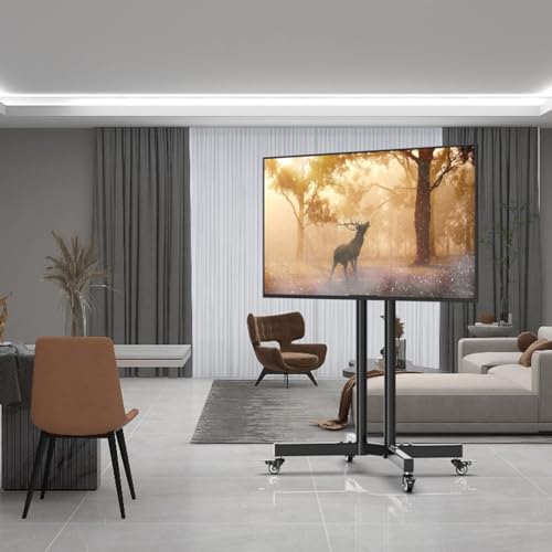 Soporte móvil para TV con ruedas, ajustable en altura miniatura 3