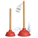 Nirox Set di 2 Sturalavandini a Ventosa con diametro di 110 e 140 mm - Sturatore per Toilette con manici in legno - Stantuffi per WC - Sturascarichi con Potente stantuffo in Gomma