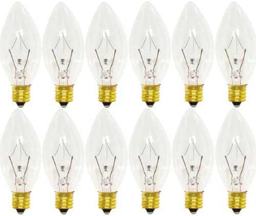(Pack of 12) 25 Watt Clear Candelabra Base (E12) Torpedo Tip 130V Petite Chandelier Bulbs