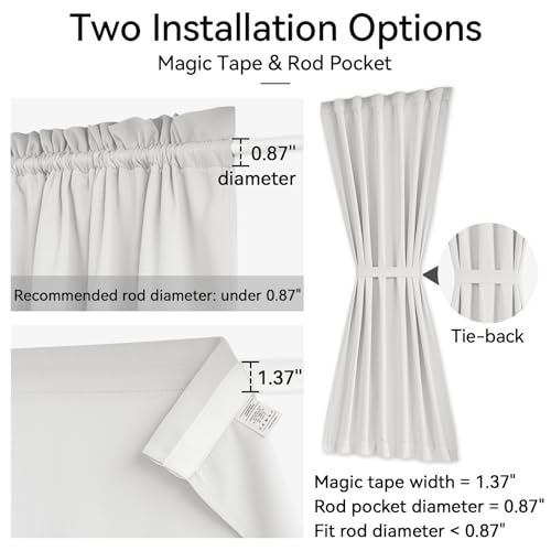 Vatge Self-Adhesive French Door Curtains - Rodless No Drill Light Filtering Window Treatment for Sliding Glass Doors, 1 Panel, W25 x L72, Greyish White by Vatge - Used condition - Image 2