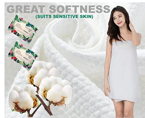 QUALIALL Premium Disposable Bath Towels, Extra Thicker and Larger (55.1” X 27.5"), for Travel Camping Hiking Backpacking, Portable Reusable Quick Dry Pure Cotton 2pcs