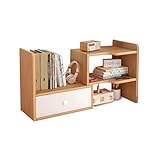 Wintem - Platzsparender Bücherregal aus Holz mit 5 Fächern und 1 ausziehbarer Schublade, Bücherregal, modulares Design, einfach zu montieren und langlebig