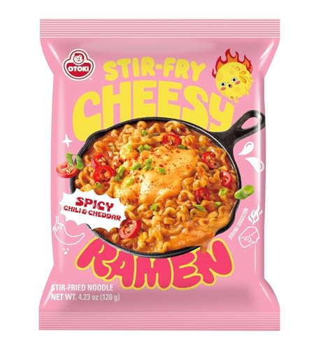 Cheesy Ramen – Mac & Cheese Meets Ramen | Spicy Chili & Cheddar | Stir-Fry Style | 4.23 oz (Pack of 4)