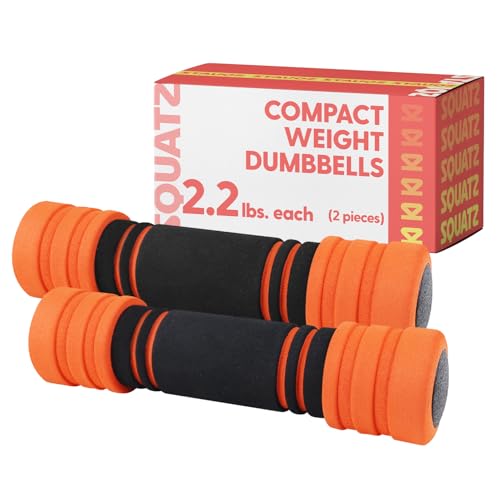 SQUATZ 4.41 lbs Compact Weight Dumbbells - Versatile Dumbbells for Women, Weight Bars can be Added or Removed, Non-Slip Neoprene Ideal for Common Movement and Multi Functional Exercise