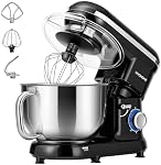 VIVOHOME Stand Mixer, 6 Quart Electric Tilt-Head Kitchen Mixer with Bowl, 10-Speed Household Food Mixer for Baking, Bread, and Cakes, with Dough Hook, Beater, Whisk, and Splash Guard, Black | Make Bread with Beater, Dough Hook and Egg Separator