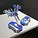 Collision Transforming Dinosaur Car Toy -2-in-1 Magnetic Cars Convert to Dinosaur Robot, Crash-Activated Deformation Toy No Battery Needed, Valentine‘s Day Birthday Gift for Boys Girls Age 3-12 (Blue)