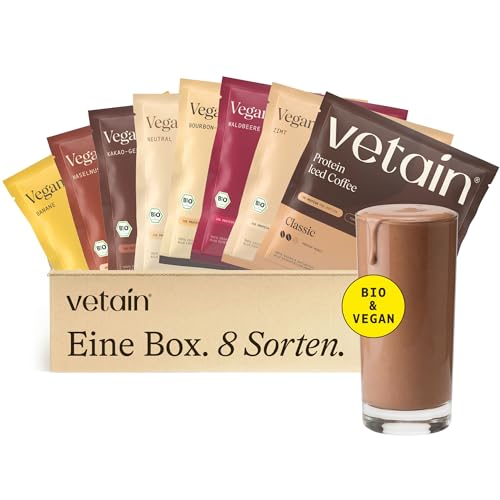 VETAIN Bio Vegan Protein Probierpaket - 23g Eiweiß - 8 x 30g - Fermentiertes Protein aus 5 pflanzlichen Quellen - Vollständiges Aminosäurenprofil- Ohne Allergene & Süßungsmittel - Made in Germany