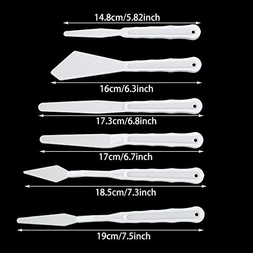 Plastic Spatula Palette Knives Set 60Pcs(10 Pack), KELIFANG Painting Knife for Mixing Spreading Scratching Layering Colors, Thin and Flexible Art Tools for Carving, Oil, Acrylic, Watercolor Painting