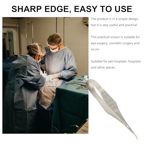 FOMIYES 8.5Cm Gebogene Mikrochirurgische Schere Aus Edelstahl Und, Rostfrei Und HitzebestäNdig, PräZisionswerkzeug FüR Augenoperationen Und SchöNheitschirurgie