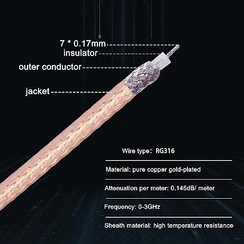 XMSJSIY SMA Y Splitter Cable SMA Female to Dual Male Coaxial RG316 Extension Lead Cable Adapter for GSM/GPRS/WiFi Network Card Module -15CM - Image 4