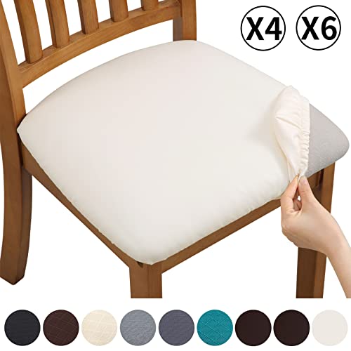 Yisun Chair Seat Covers Set Of 6, Pu Leather Waterproof Dining Room Chair Covers, Stretch Chair Cover For Dining Room Chair Protector Slipcover For Kitchen, Hotel (Pu Beige, 6 Sets) #TOP7