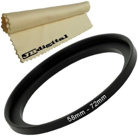 Premium 58-72mm Step-Up Adapter Ring (58mm Lens to 72mm Filter Size) + Bonus Super Fine JB Digital Microfiber Cleaning Cloth