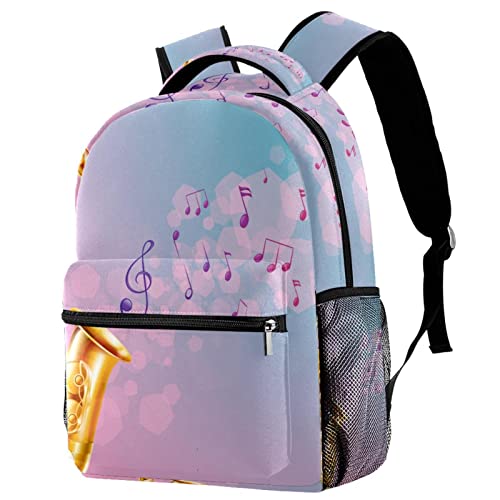 Sac à dos pour femme grande capacité avec motif saxophone résistant et léger