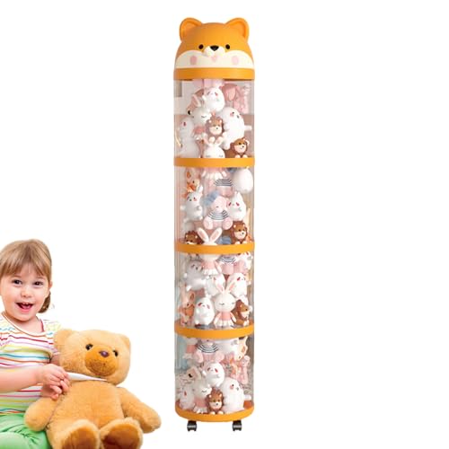 Almacenamiento de juguetes de peluche, organizador de almacenamiento de felpa, tubo de juguete, contenedor transparente de gran capacidad con ruedas, soporte para relleno, bonita decoración de