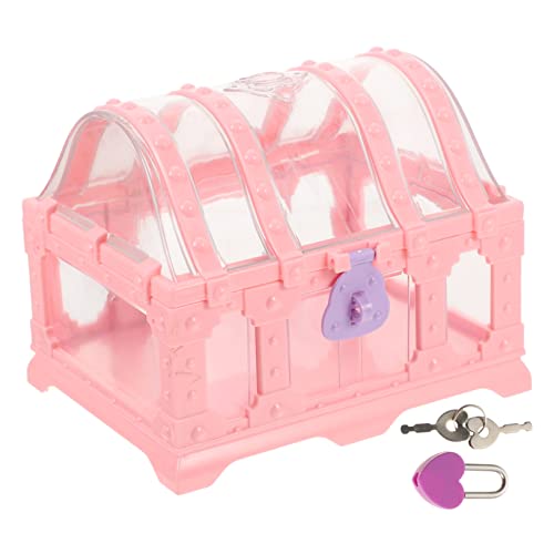 OFFIGAM Caja de Almacenamiento de Juguetes Pequeña con Cerradura Cofre Pirata de Transparente Mediano Baúl para Fiesta Temática Infantil y Escolar