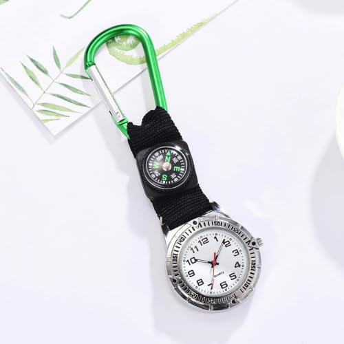 Set de 2 llaveros con brújula y reloj para enfermeras y senderismo, color verde creativo miniatura 3