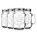 Glaver's Mason Drinking Jars – Set of 4, 15.25 Oz Clear Glass Jar with Handle and Lid. – Ice-Cold Drink Glassware Logo – Glass Mugs Ideal for Cold Beverages, Juice, Smoothie, Cocktails.