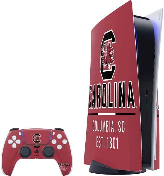 Skinit Decal Gaming Skin Compatible with PS5 Bundle - Officially Licensed University of South Carolina Gamecocks Black Design