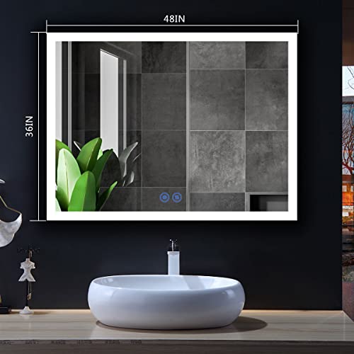 Dp Home Large Illuminated Lighted Makeup Mirror, Led Wall Mounted Backlit Bathroom Vanity Mirror With Touch Sensor,48 X 36 In E-Ck010-D #TOP6