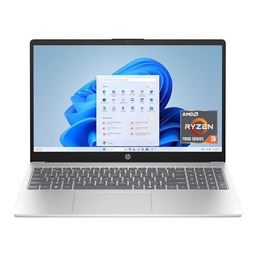 HP 15.6 inch Laptop, HD Touchscreen Display, AMD Ryzen 3 7320U, 8 GB RAM, 128 GB SSD, AMD Radeon Graphics, Windows 11 Home in S Mode, Natural Silver, 15- fc0099nr