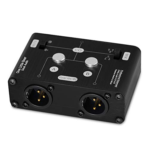 2 Way XLR Balanced Stereo Audio Switcher Passive A/B Mini Switch Box Mixer Sound Splitter (KN102, 1-IN-2-OUT)