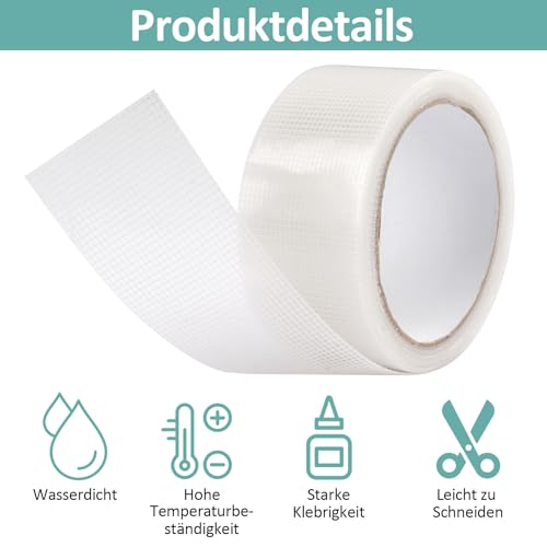 Fliegengitter Reparatur Klebeband 5cm x 500cm Selbstklebend Weiß - Insektenschutz Reparaturset für Fenster, Türen, Fliegengitter Löcher, Starker Kleber, Wasserdicht, Haltbar