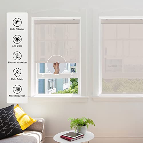 Light Filtering Roller Shades Cordless Berissa Solar Roller Window Blinds With Color-Matched Cassette Valance Room Darkening Shades For Home Office, Beige, Custom Size #TOP2