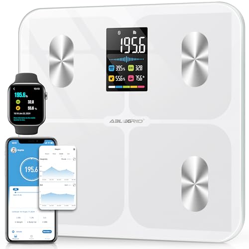 Ablegrid A-SCALE-WHITE Digital Smart Bathroom Scale For Body Weight And Fat Percentage,Body Fat Scale With Bmi Large Lcd Display,Accurate Body Composition Analyzer,Weighing Machine cover