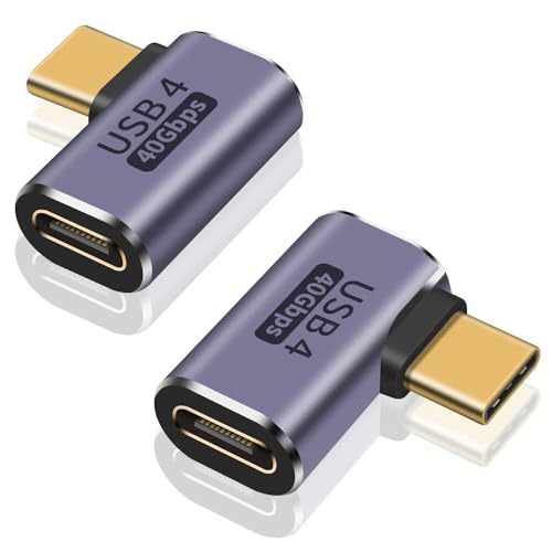 2 adaptadores USB tipo C en ángulo recto USB 4 Cable extensor de 40 Gbps, 8 K 100 W, carga USB4